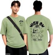 Kajaru Trendy Men Round Neck Printed Oversize Cotton Blend Tshirt