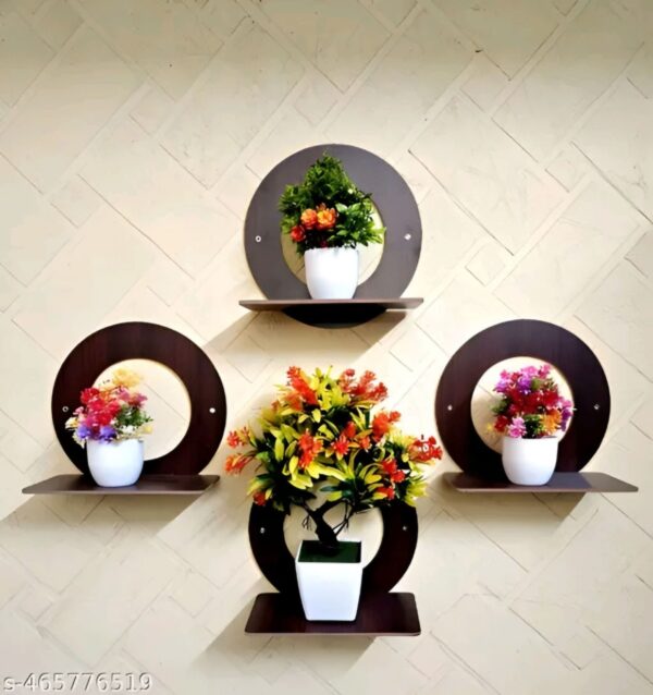 Round Wall Selves MDF (Medium Density Fiber) Wall Shelf (Number of Shelves - 4, Brown)