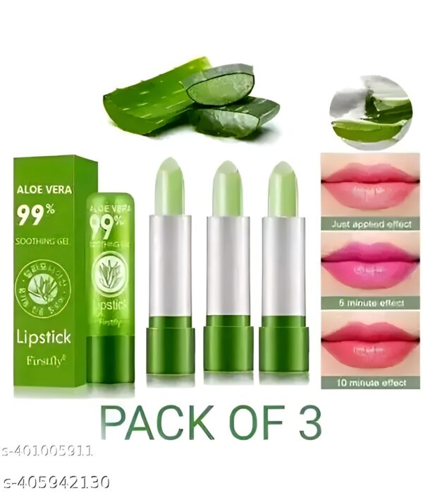 Fancy cool product green lipstick 3 pcs | Aloe vera moisturizing lipstick long lasting notorious lip balm