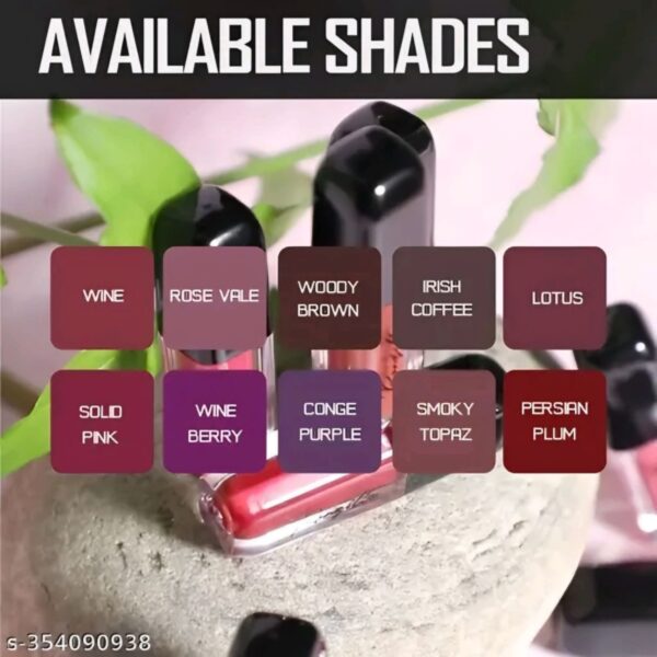 Long Lasting Waterproof Non Transfer Liquid Matte Lipstick Set of 10 Product Name: Ronzille Long Lasting Waterproof Non Transfer Liquid Matte Lipstick Set of 10