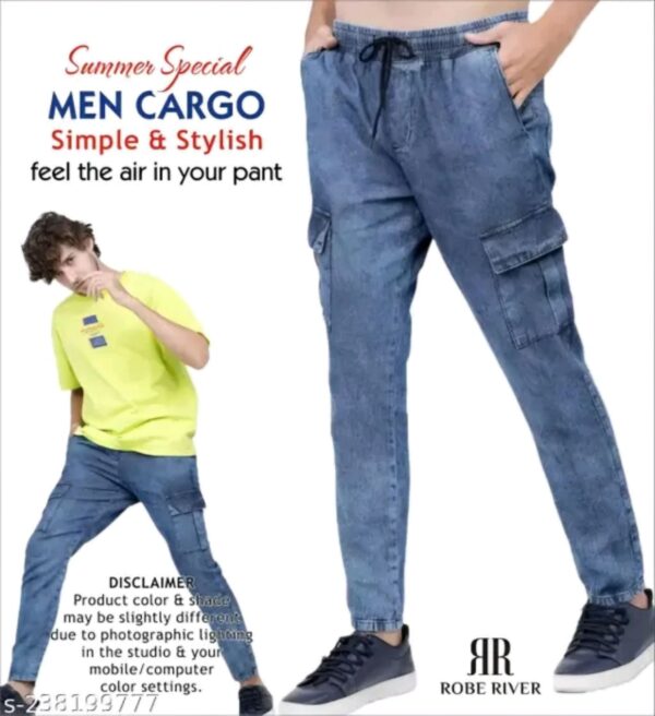 Men Denim Cargo Jeans