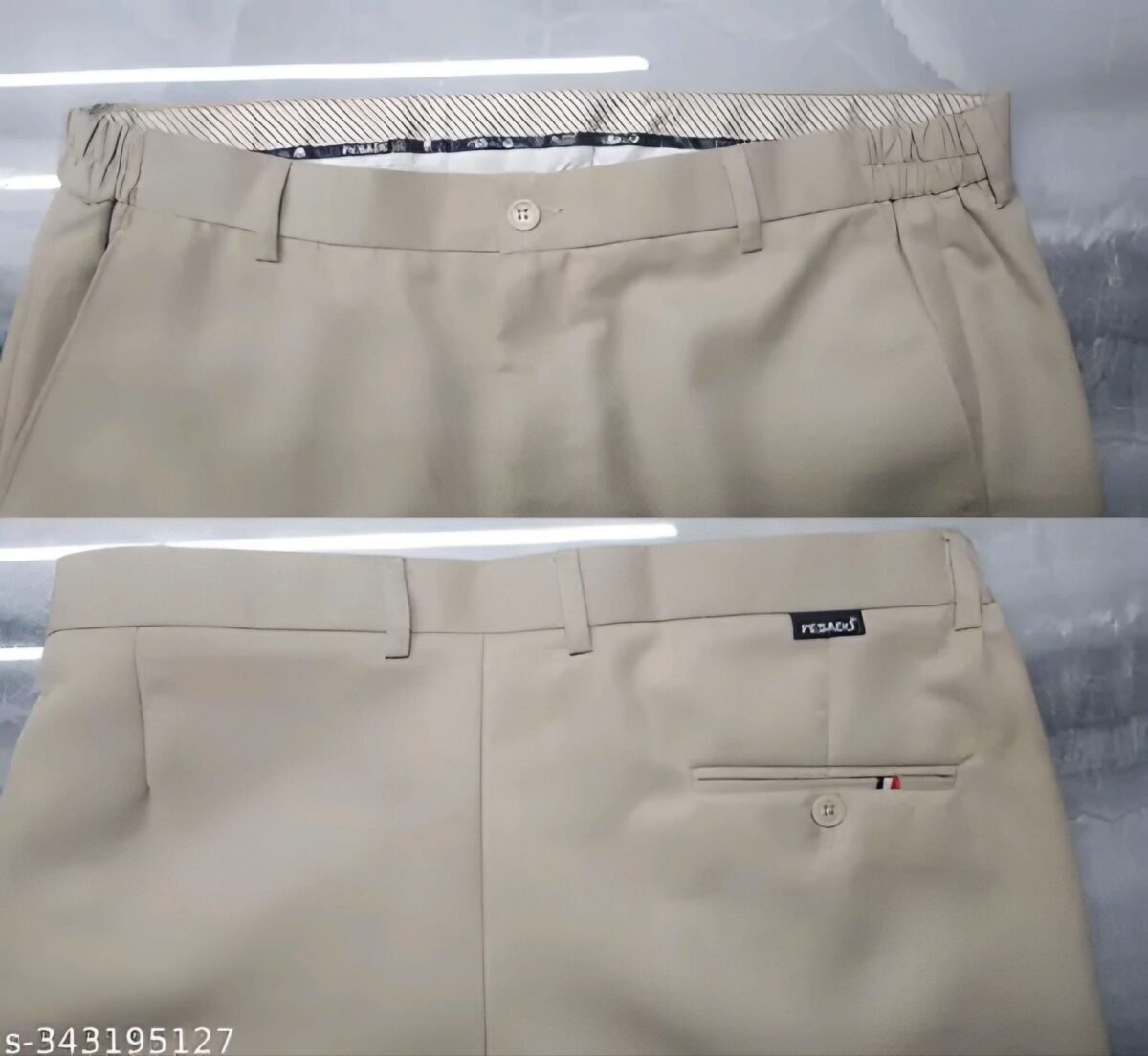 Pesado Men's SMART FLEXI Beige Formal Trousers Pants(ADJUSTABLE WAIST UPTO 2 INCH)