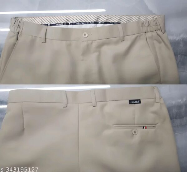 Pesado Men's SMART FLEXI Beige Formal Trousers Pants(ADJUSTABLE WAIST UPTO 2 INCH)