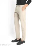 Pesado Men's SMART FLEXI Beige Formal Trousers Pants(ADJUSTABLE WAIST UPTO 2 INCH)