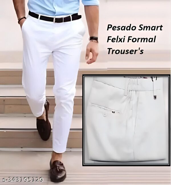 Pesado Men’s SMART FLEXI Beige Formal Trousers Pants(ADJUSTABLE WAIST UPTO 2 INCH)