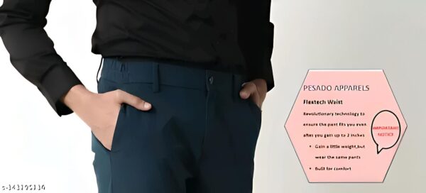 Pesado Men’s SMART FLEXI Beige Formal Trousers Pants(ADJUSTABLE WAIST UPTO 2 INCH)