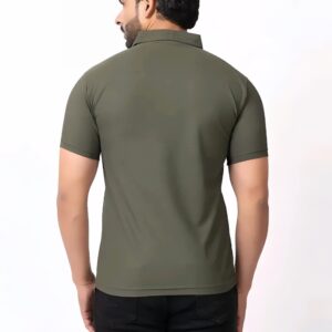 BUFFARO Men's Solid Polycotton Rich Polo T Shirt | Collar Tshirts | Half Sleeves | Olive Plain-Regular Fit
