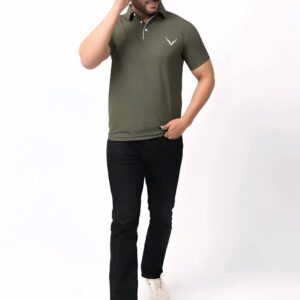 BUFFARO Men's Solid Polycotton Rich Polo T Shirt | Collar Tshirts | Half Sleeves | Olive Plain-Regular Fit