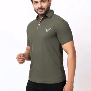 BUFFARO Men's Solid Polycotton Rich Polo T Shirt | Collar Tshirts | Half Sleeves | Olive Plain-Regular Fit
