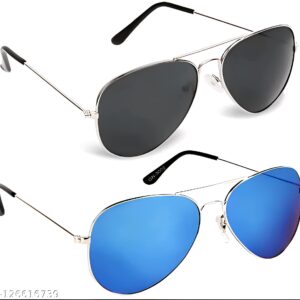Sunglasses – Silver/Black or Blue Mirror