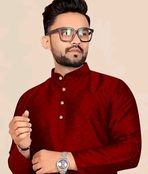 Maroon Mens Straight Kurta Pyjama Set in Jacquard With Multiple Color Option And Sizes