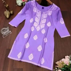 White Embroidery Short Top – New Stylish Daily & Party Wear Kurti