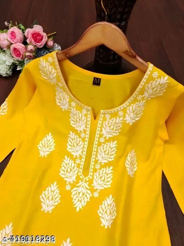 Kajal Yellow Embroidery Short Top – New Stylish Daily & Party Wear Kurti