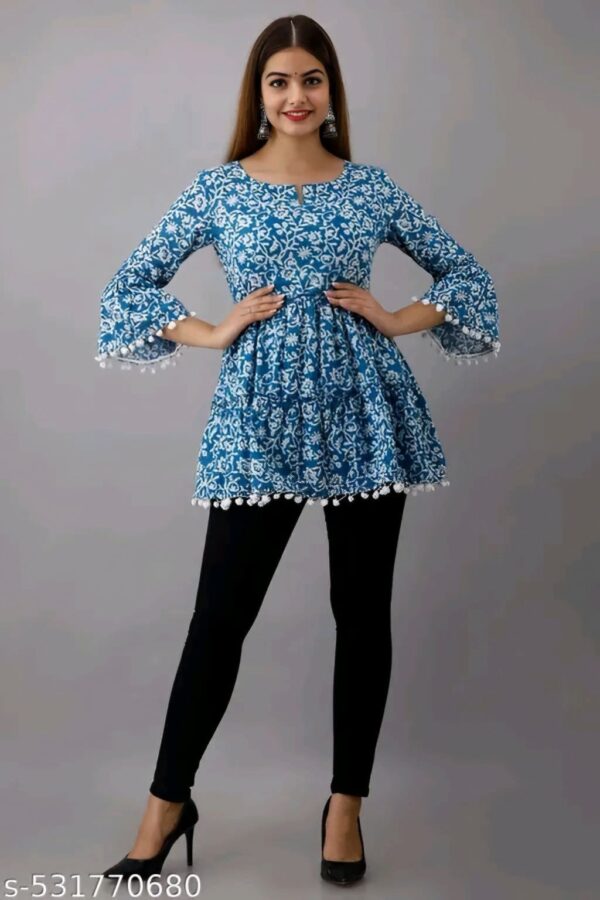 Women Pure Cotton Printed Western Top for Daily Casual Party Formal Wear