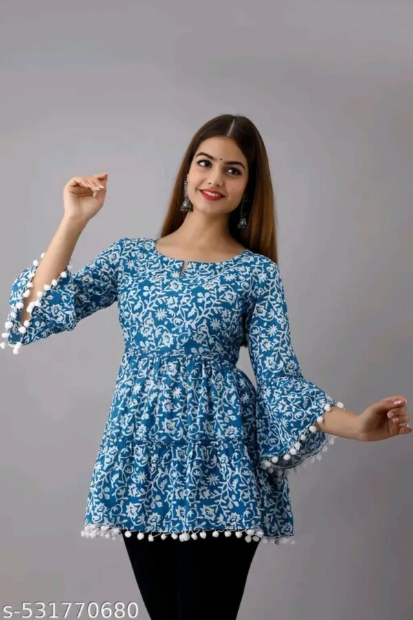 Women Pure Cotton Printed Western Top for Daily Casual Party Formal Wear