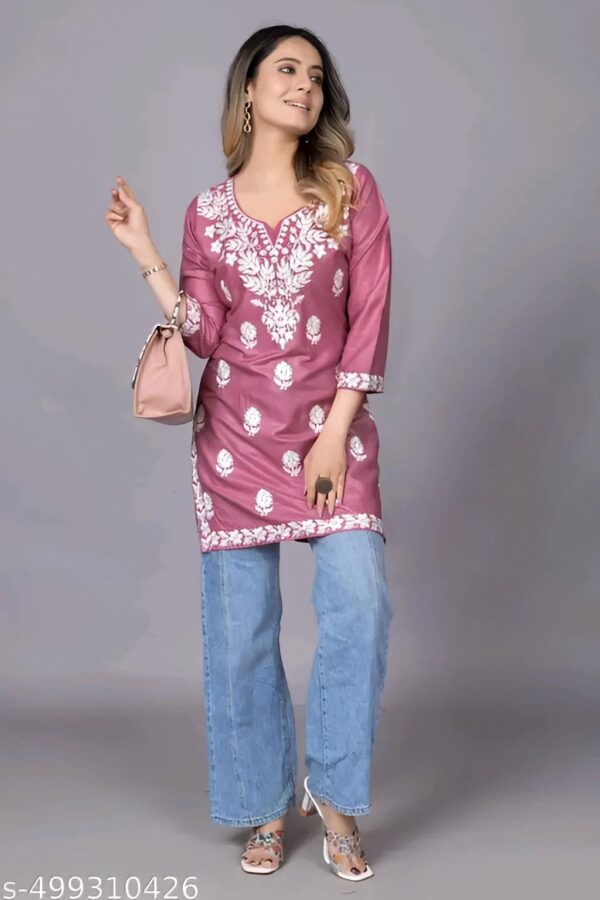 Women Trending Rayon Printed Short Kurta For Women & Girl's
