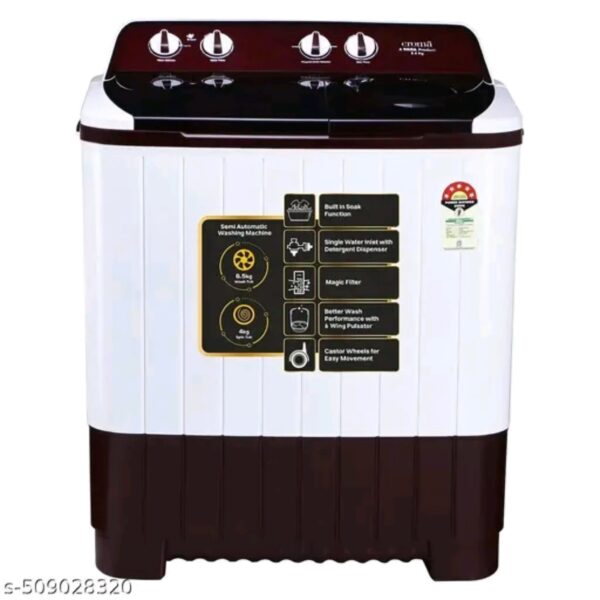 6.5 kg 5 Star Semi Automatic Washing Machine with Built-in Soak Function (2025 Model, Burgundy)